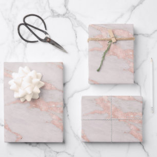 Feuille De Papier Cadeau Personnaliser en marbre de Parties scintillant ros
