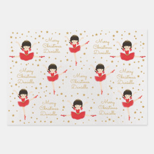 Feuille De Papier Cadeau Personnaliser la Ballerina de Noël asiatique