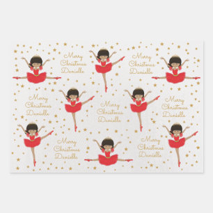 Feuille De Papier Cadeau Personnaliser la Ballerina de Noël multiculturelle