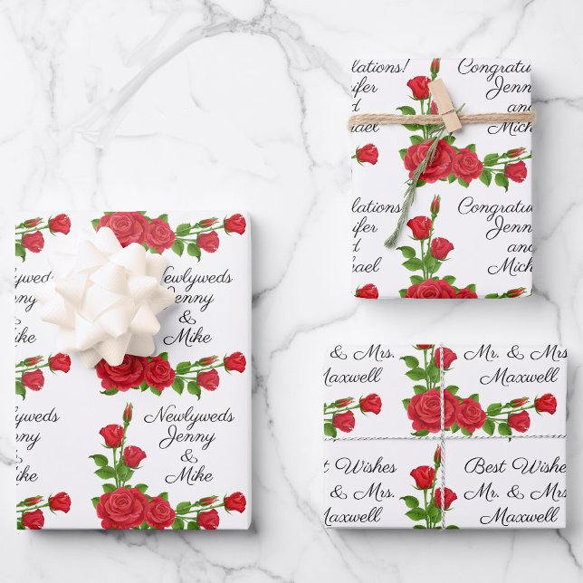 Feuille De Papier Cadeau Personnalisez Mariage 3 Citations Votre Texte Rose (Créateur téléchargé)