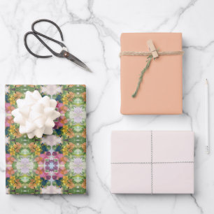 Feuille De Papier Cadeau Pétales de fleurs colorées Aquarelle Motif peintur