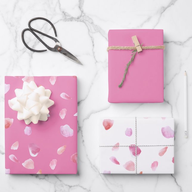 Feuille De Papier Cadeau Pétales roses (Recto)