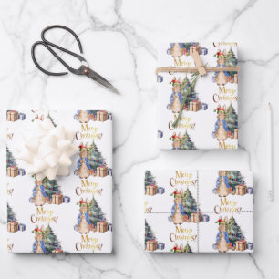 Feuille De Papier Cadeau Peter le lapin Joyeux sapin de Noël