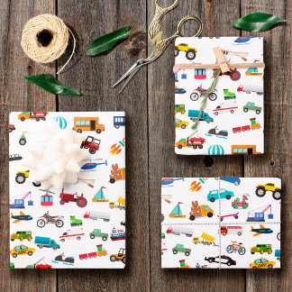 Feuille De Papier Cadeau Petit Garçon Things That Move Vehicle Cars Kid