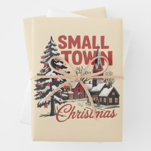 Feuille De Papier Cadeau Petit Noël de campagne de la famille de fermier ré