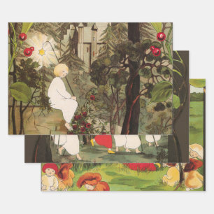 Feuille De Papier Cadeau Petite princesse dans la forêt