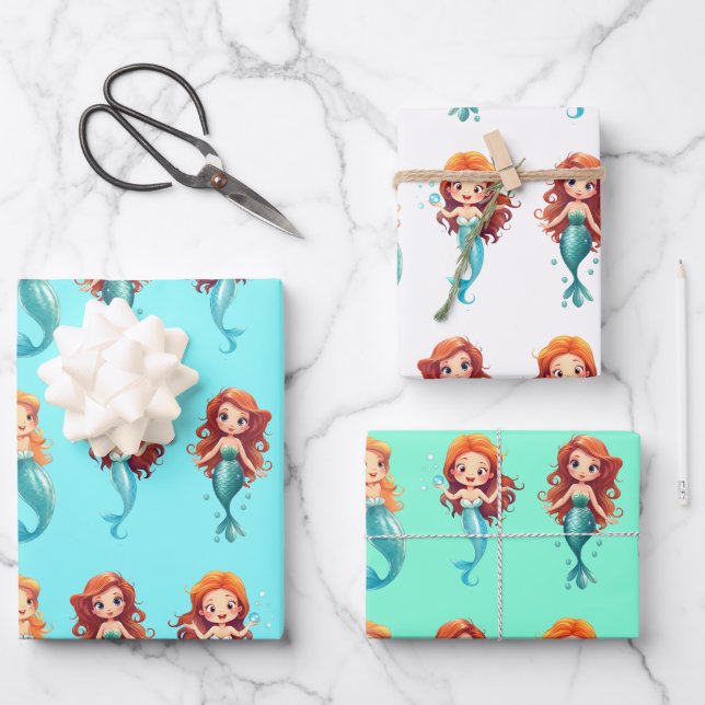 Feuille De Papier Cadeau Petites sirènes sous la mer Cadeau (Recto)