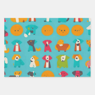 Feuille De Papier Cadeau Petits Chiens