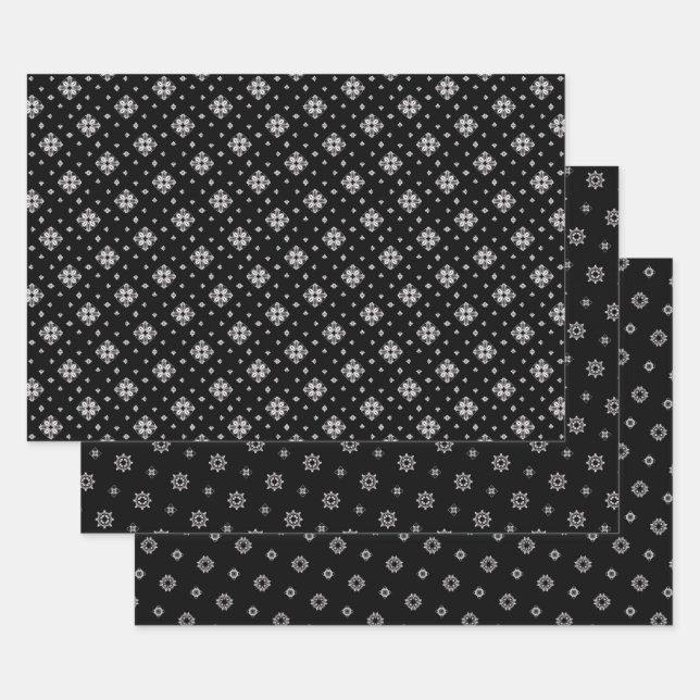 Feuille De Papier Cadeau Petits flocons de neige et cristaux (Lot)