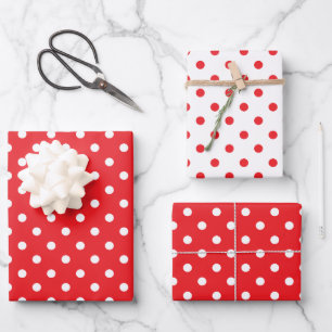Feuille De Papier Cadeau Petits points rouges et blancs