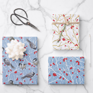 Feuille De Papier Cadeau Petits poulets + Jeu d'hiver neigeux