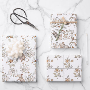 Feuille De Papier Cadeau Petits Souris Brun Actifs Bébé