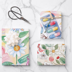 Feuille De Papier Cadeau Pharmacie Aquarelle Pastel Merci Pharm Héros
