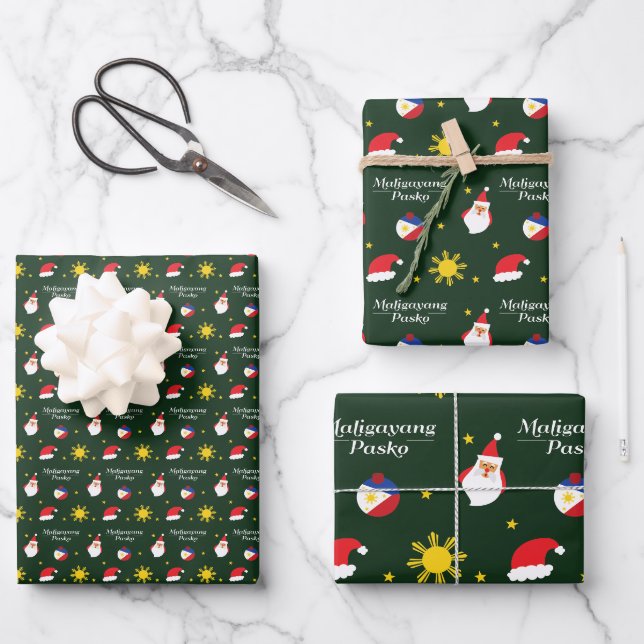 Feuille De Papier Cadeau Philippines Noël philippin Maligayang Pasko (Recto)