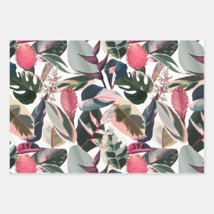 Feuille De Papier Cadeau Philodendron rose Tropical Houseplants Motif