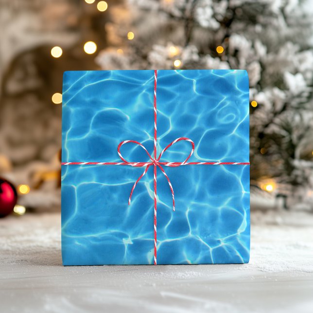 Feuille De Papier Cadeau Photo Aqua Blue Piscine (Aqua Blue Swimming Pool Photo Wrapping Paper Sheets)