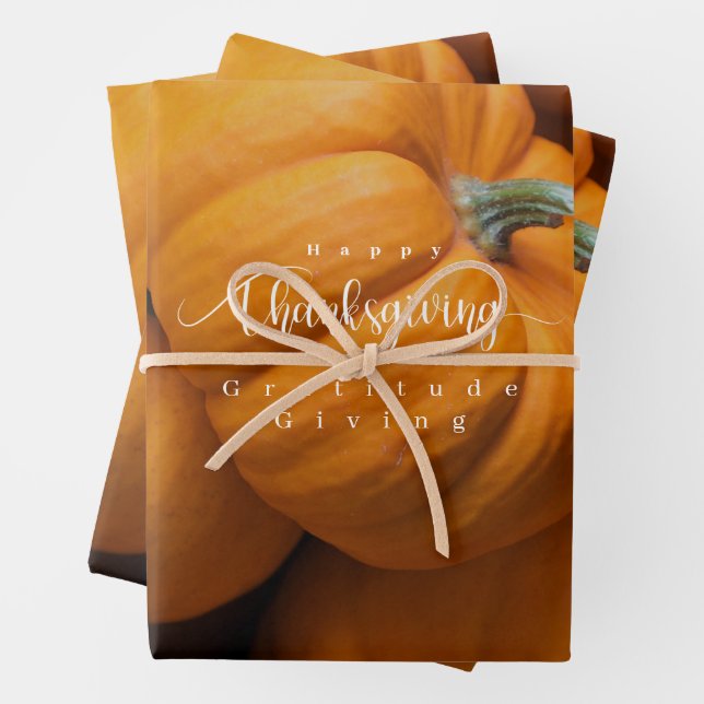 Feuille De Papier Cadeau Photo Citrouille de Thanksgiving (En situation)