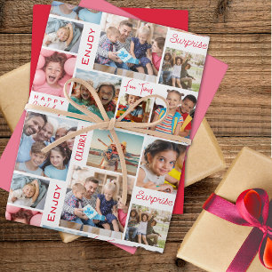 Feuille De Papier Cadeau Photo Collage Anniversaire