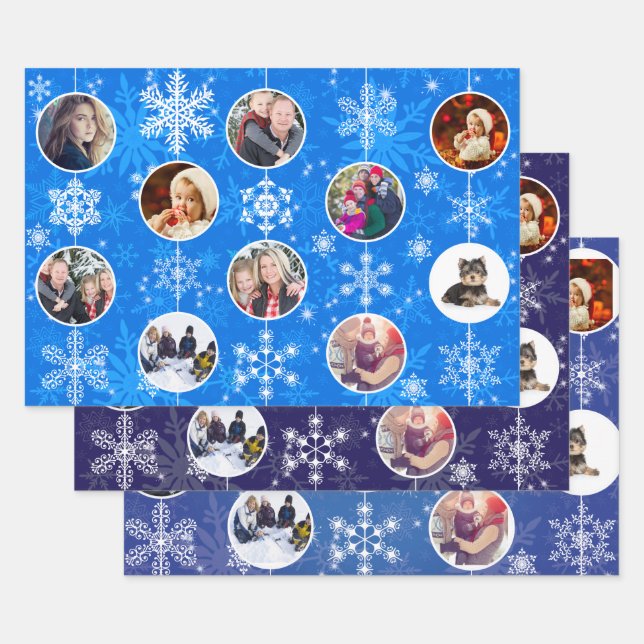 Feuille De Papier Cadeau Photo de l'élégante famille Blue Hanoukka (Lot)