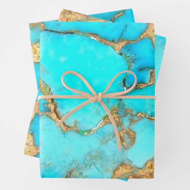 Feuille De Papier Cadeau photo en pierre turquoise (En situation)