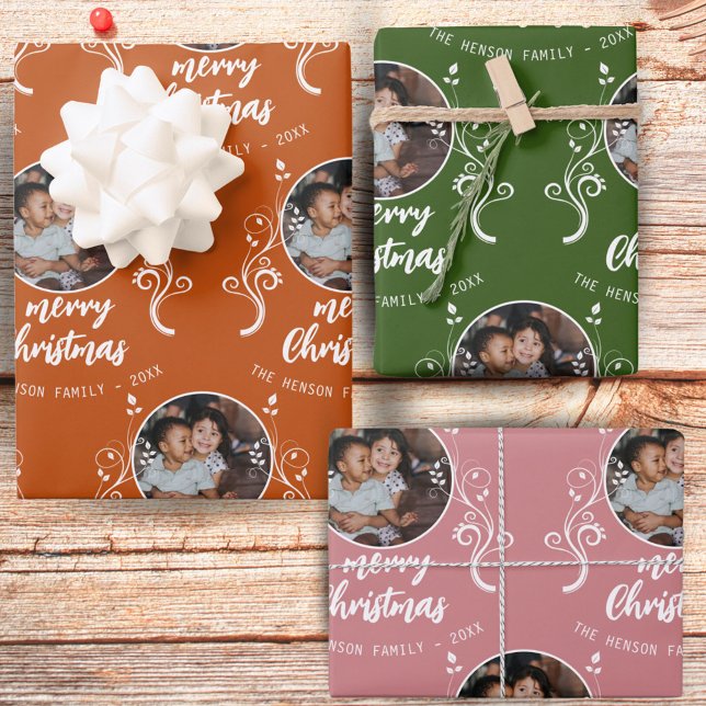 Feuille De Papier Cadeau Photo famille Foliing Joyeux Noël (Créateur téléchargé)