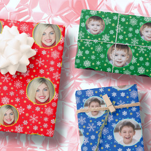 Feuille De Papier Cadeau Photo personnalisée Logo Flakes Rouge Bleu Vert