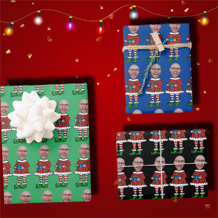 Feuille De Papier Cadeau Photo Personnalisée Visage Elf Noël Photo Personna