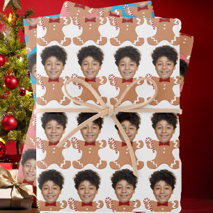 Feuille De Papier Cadeau Photo personnalisée Visage pain d'épices photo per