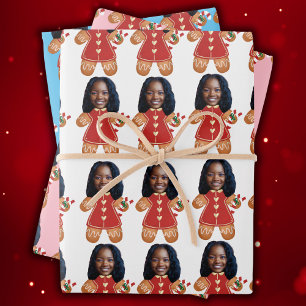 Feuille De Papier Cadeau Photo sur mesure Pain d'épices Femme Noël Rose