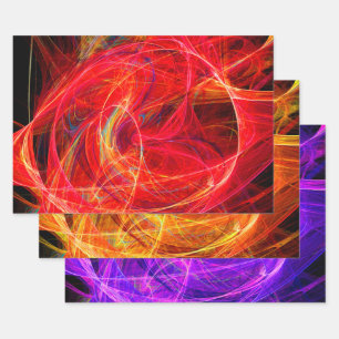 Feuille De Papier Cadeau PHOTON FROID Abstrait Frottes Fractales colorées