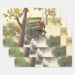 Feuille De Papier Cadeau Pianiste des bois