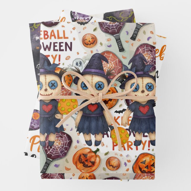 Feuille De Papier Cadeau Pickleball Halloween thème pour la fête (En situation)