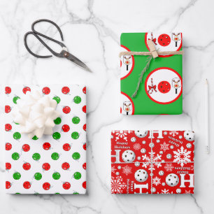Feuille De Papier Cadeau Pickleball Joy Fête de Noël Rouge Vert Ornements