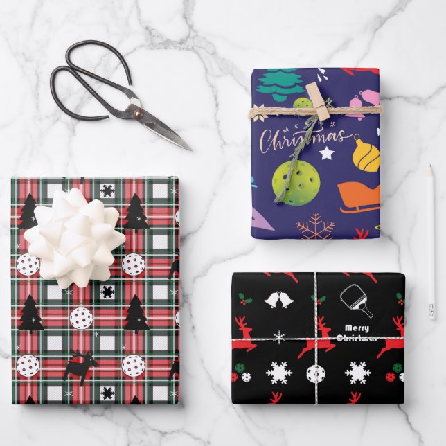 Feuille De Papier Cadeau  Pickleball 🎄 Joyeux Noël  (Recto)