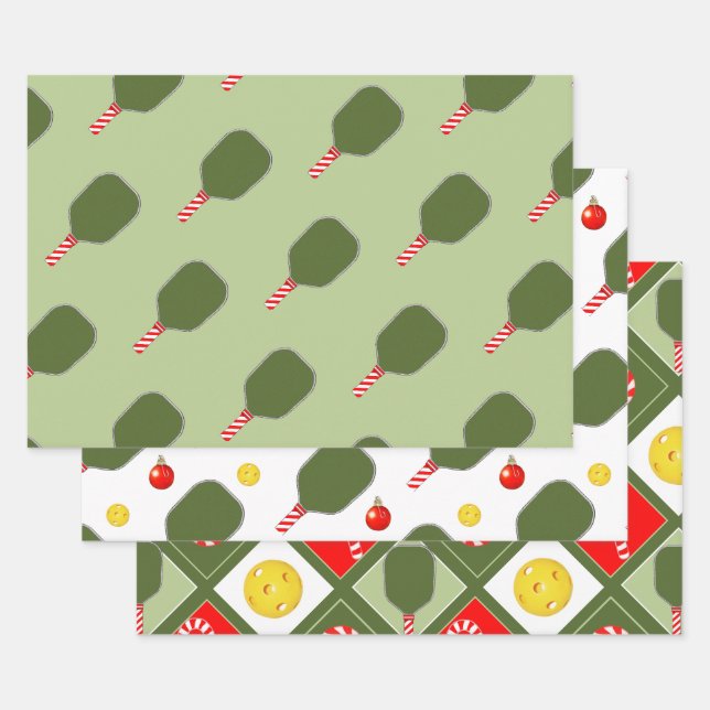 Feuille De Papier Cadeau Pickleball Noël cadeau de vacances (Lot)