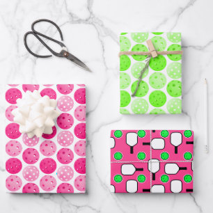 Feuille De Papier Cadeau Pickleball Pink Green White Pickleball Party