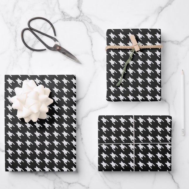 Feuille De Papier Cadeau Pied de fond noir et blanc (Recto)