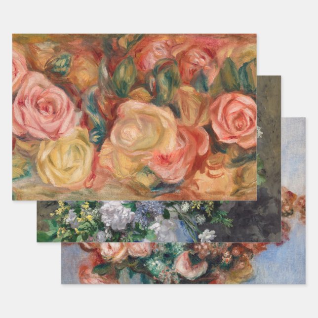 Feuille De Papier Cadeau Pierre-Auguste Renoir - Sélection de fleurs (Lot)