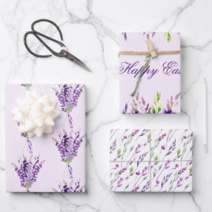 Feuille De Papier Cadeau Piges de Lavande pourpre attachées