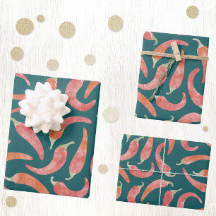 Feuille De Papier Cadeau Piment Rouge Aquarelle Art Culinaire