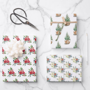 Feuille De Papier Cadeau Pin floral de Noël