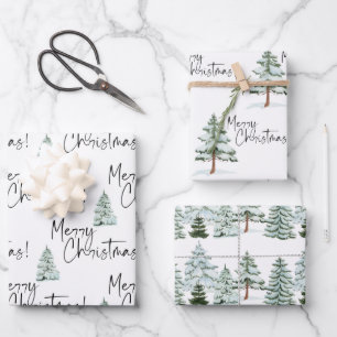 Feuille De Papier Cadeau Pine Tree Joyeux Noël