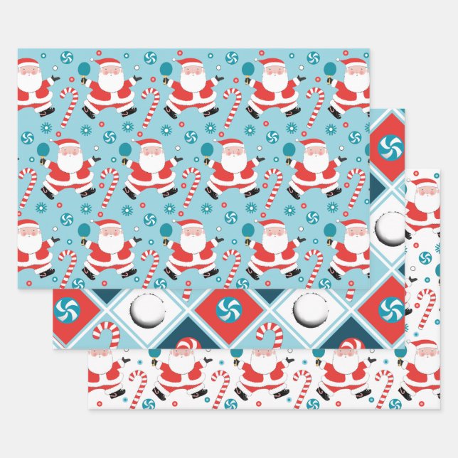 Feuille De Papier Cadeau Ping Pong Noël (Lot)
