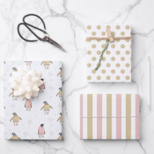 Feuille De Papier Cadeau Pingouin dans les pulvérisateurs Enveloppement de 