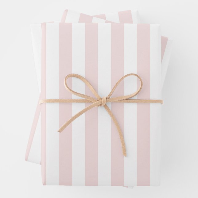Feuille De Papier Cadeau Pink and White Cabana Stripes Palm Beach (En situation)