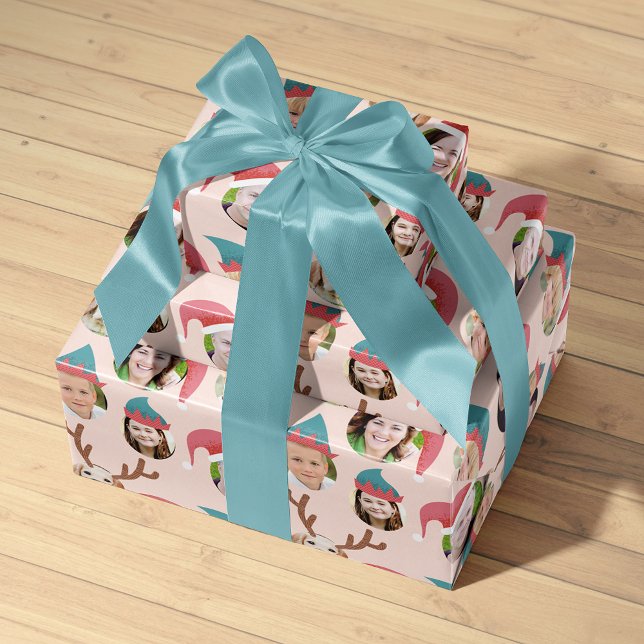 Feuille De Papier Cadeau Pink Christmas Crew Six Photo Custom Cadeau (Créateur téléchargé)