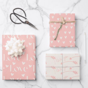 Feuille De Papier Cadeau Pink Love Heart Motif Valentines Day