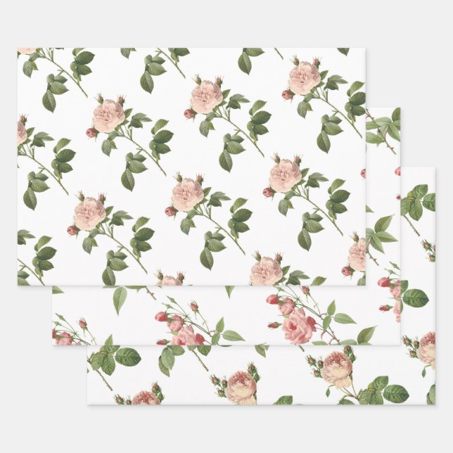Feuille De Papier Cadeau Pink Rose Pattern (Lot)