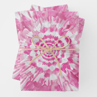 Feuille De Papier Cadeau Pink Tie-Dye Spiral Abstract Pattern