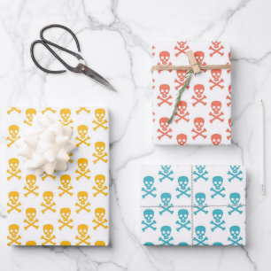 Feuille De Papier Cadeau Pirate Kids Party Crossbones coloré moderne amusan